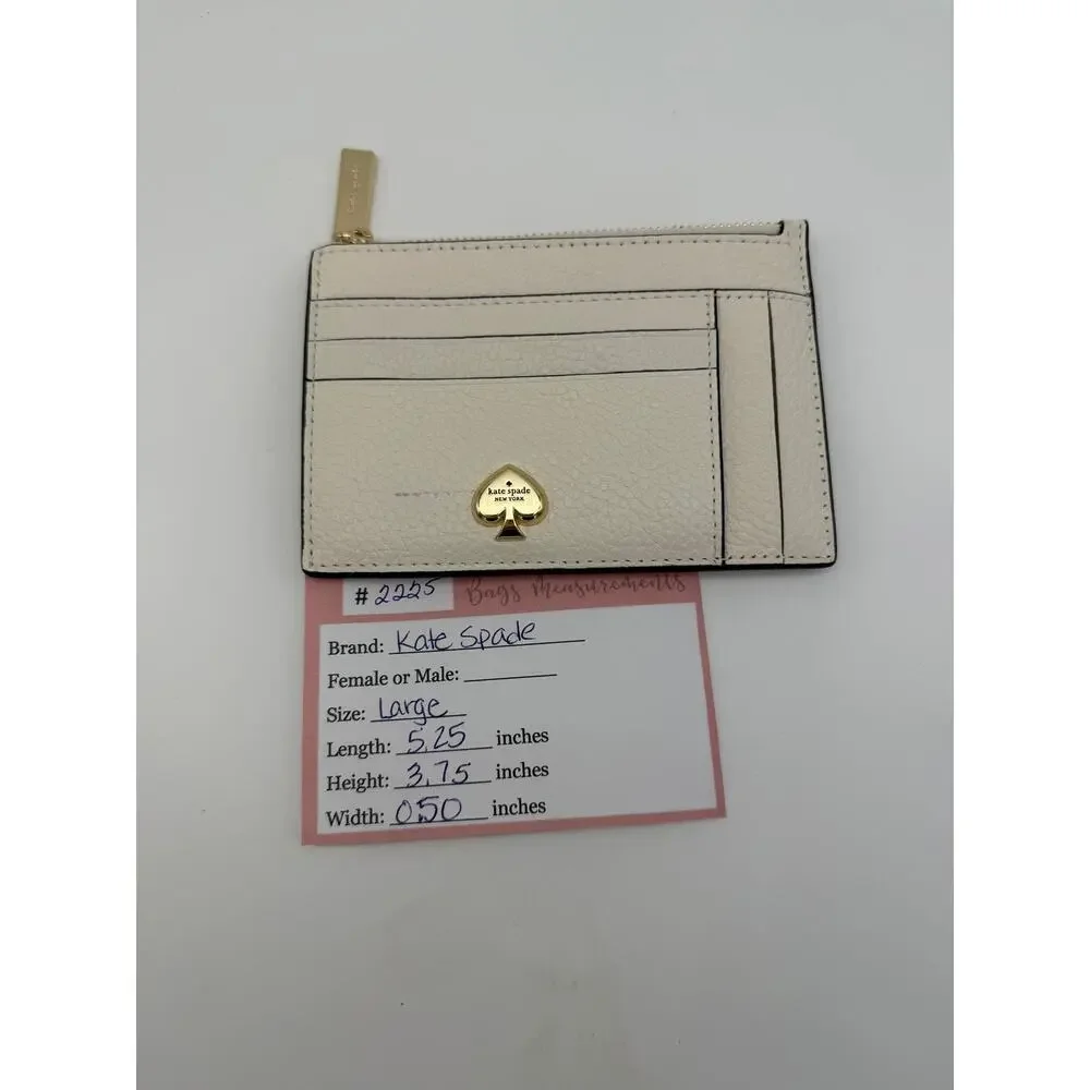 NWT Kate Spade Kayla Meringue‎ Ivory Pebbled Leather Slim Card Holder Wallet